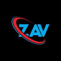 logo zav. lettre zav. création de logo de lettre zav. initiales logo zav liées avec un cercle et un logo monogramme majuscule. typographie zav pour la technologie, les affaires et la marque immobilière. vecteur