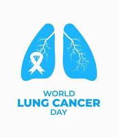 fond de bannière daffiche de la journée mondiale du cancer du poumon pour la campagne de sensibilisation au cancer du poumon vecteur plat