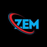 logo Zem. lettre zem. création de logo de lettre zem. initiales logo zem liées avec un cercle et un logo monogramme majuscule. typographie zem pour la technologie, les affaires et la marque immobilière. vecteur