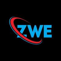 logo zwe. lettre zwe. création de logo de lettre zwe. initiales logo zwe liées avec un cercle et un logo monogramme majuscule. typographie zwe pour la technologie, les affaires et la marque immobilière. vecteur