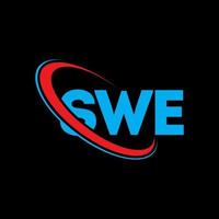 logo sueur. swe lettre. création de logo de lettre swe. initiales logo swe liées avec un cercle et un logo monogramme majuscule. typographie swe pour la technologie, les affaires et la marque immobilière. vecteur