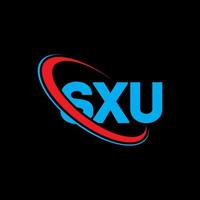 logo sxu. lettre sxu. création de logo de lettre sxu. initiales logo sxu liées avec un cercle et un logo monogramme majuscule. typographie sxu pour la technologie, les affaires et la marque immobilière. vecteur