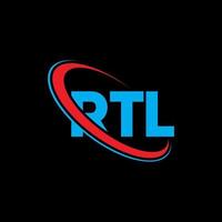 logo RTL. lettre RTL. création de logo de lettre rtl. initiales logo rtl liées avec un cercle et un logo monogramme majuscule. typographie rtl pour la technologie, les affaires et la marque immobilière. vecteur