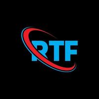 logo RTF. lettre RTF. création de logo de lettre rtf. initiales logo rtf liées avec un cercle et un logo monogramme majuscule. typographie rtf pour la technologie, les affaires et la marque immobilière. vecteur
