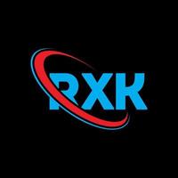 logo rxk. lettre rxk. création de logo de lettre rxk. initiales logo rxk liées avec un cercle et un logo monogramme majuscule. typographie rxk pour la technologie, les affaires et la marque immobilière. vecteur