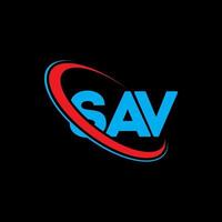 logo sav. lettre de salut. création de logo de lettre sav. initiales logo sav liées avec un cercle et un logo monogramme majuscule. typographie sav pour la technologie, les affaires et la marque immobilière. vecteur