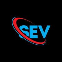 logo sev. lettre sev. création de logo de lettre sev. initiales logo sev liées avec un cercle et un logo monogramme majuscule. typographie sev pour la technologie, les affaires et la marque immobilière. vecteur