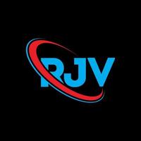 logo rjv. lettre rjv. création de logo de lettre rjv. initiales logo rjv liées avec un cercle et un logo monogramme majuscule. typographie rjv pour la technologie, les affaires et la marque immobilière. vecteur