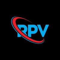 logo RPV. lettre de RPV. création de logo de lettre rpv. initiales logo rpv liées avec un cercle et un logo monogramme majuscule. typographie rpv pour la technologie, les affaires et la marque immobilière. vecteur