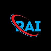 logo rai. lettre rai. création de logo de lettre rai. initiales logo rai liées par un cercle et un logo monogramme majuscule. typographie rai pour la marque technologique, commerciale et immobilière. vecteur