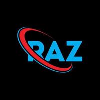 logo raz. lettre raz. création de logo de lettre raz. initiales logo raz liées avec un cercle et un logo monogramme majuscule. typographie raz pour la technologie, les affaires et la marque immobilière. vecteur