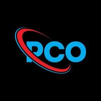 logo pco. lettre pco. création de logo de lettre pco. initiales pco logo lié avec un cercle et un logo monogramme majuscule. typographie pco pour la technologie, les affaires et la marque immobilière. vecteur