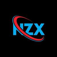 logo nzx. lettre nzx. création de logo de lettre nzx. initiales logo nzx liées avec un cercle et un logo monogramme majuscule. typographie nzx pour la technologie, les affaires et la marque immobilière. vecteur