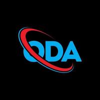 logo de l'oda. lettre d'oda. création de logo de lettre oda. initiales logo oda liées avec un cercle et un logo monogramme majuscule. typographie oda pour la technologie, les affaires et la marque immobilière. vecteur