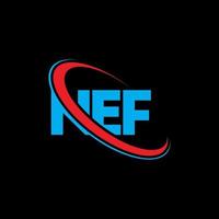 logo nef. lettre nef. création de logo de lettre nef. initiales logo nef liées par cercle et logo monogramme majuscule. typographie nef pour la technologie, les affaires et la marque immobilière. vecteur