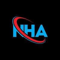 nha logo. nha lettre. création de logo de lettre nha. initiales logo nha liées avec un cercle et un logo monogramme majuscule. typographie nha pour la technologie, les affaires et la marque immobilière. vecteur