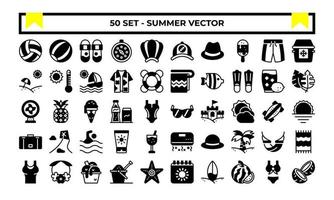jeu d'icônes d'été ou illustration vectorielle de logo avec plage, soleil, ballon, lunettes de soleil, etc. utilisation parfaite pour l'interface utilisateur, le site Web, le motif, le design, etc. vecteur