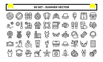 jeu d'icônes d'été ou illustration vectorielle de logo avec plage, soleil, ballon, lunettes de soleil, etc. utilisation parfaite pour l'interface utilisateur, le site Web, le motif, le design, etc. vecteur