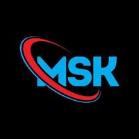 logo msk. lettre msk. création de logo de lettre msk. initiales logo msk liées avec un cercle et un logo monogramme majuscule. typographie msk pour la technologie, les affaires et la marque immobilière. vecteur