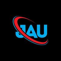 logo jau. lettre jau. création de logo de lettre jau. initiales jau logo lié avec cercle et logo monogramme majuscule. typographie jau pour la technologie, les affaires et la marque immobilière. vecteur