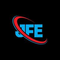 logo jfe. jfe lettre. création de logo de lettre jfe. initiales logo jfe liées avec un cercle et un logo monogramme majuscule. typographie jfe pour la technologie, les affaires et la marque immobilière. vecteur