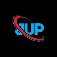 logo jup. lettre jup. création de logo de lettre jup. initiales jup logo lié avec cercle et logo monogramme majuscule. typographie jup pour la marque technologique, commerciale et immobilière. vecteur