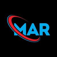 logo mars. lettre mar. création de logo de lettre mar. initiales logo mar liées avec un cercle et un logo monogramme majuscule. mar typographie pour la technologie, les affaires et la marque immobilière. vecteur