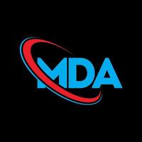 logo mda. lettre mda. création de logo de lettre mda. initiales logo mda liées avec un cercle et un logo monogramme majuscule. typographie mda pour la technologie, les affaires et la marque immobilière. vecteur