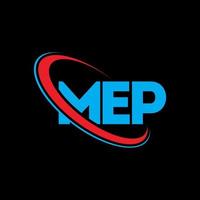 logo MEP. lettre du député. création de logo de lettre mep. initiales logo mep liées par un cercle et un logo monogramme majuscule. typographie mep pour la technologie, les affaires et la marque immobilière. vecteur