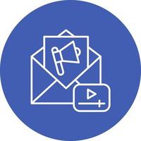 icône de fond de cercle de ligne de marketing vidéo par e-mail vecteur