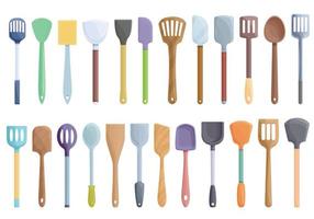 icônes de spatule définies vecteur de dessin animé. accessoire de cuisson