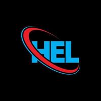 logo hel. lettre de salut. création de logo de lettre hel. initiales logo hel liées avec un cercle et un logo monogramme majuscule. typographie hel pour la technologie, les affaires et la marque immobilière. vecteur