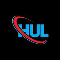 logo Hul. lettre hul. création de logo de lettre hul. initiales logo hul liées avec un cercle et un logo monogramme majuscule. typographie hul pour la technologie, les affaires et la marque immobilière. vecteur