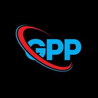 logo gpp. lettre gpp. création de logo de lettre gpp. initiales logo gpp liées avec un cercle et un logo monogramme majuscule. typographie gpp pour la technologie, les affaires et la marque immobilière. vecteur