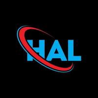 logo Hal. demi-lettre. création de logo de lettre hal. initiales logo hal liées avec un cercle et un logo monogramme majuscule. typographie hal pour la marque technologique, commerciale et immobilière. vecteur