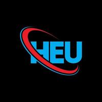 heu logo. heu lettre. création de logo de lettre heu. initiales logo heu liées par un cercle et un logo monogramme majuscule. heu typographie pour la technologie, les affaires et la marque immobilière. vecteur