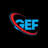 logo du gef. lettre de gef. création de logo de lettre gef. initiales logo gef liées avec un cercle et un logo monogramme majuscule. typographie gef pour la technologie, les affaires et la marque immobilière. vecteur