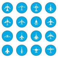 aviation, ensemble, icône, bleu vecteur