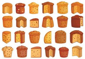 les icônes de panettone définissent le vecteur de dessin animé. faire du pain