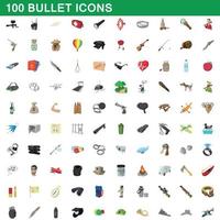Jeu de 100 icônes de balle, style cartoon vecteur