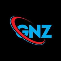 logo gnz. lettre gnz. création de logo de lettre gnz. initiales logo gnz liées avec un cercle et un logo monogramme majuscule. typographie gnz pour la technologie, les affaires et la marque immobilière. vecteur