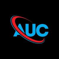 logo auc. lettre auc. création de logo de lettre auc. initiales logo auc liées avec un cercle et un logo monogramme majuscule. typographie auc pour la technologie, les affaires et la marque immobilière. vecteur