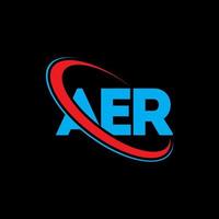 logo Aer. après lettre. création de logo de lettre aer. initiales aer logo liées avec un cercle et un logo monogramme majuscule. aer typographie pour la technologie, les affaires et la marque immobilière. vecteur