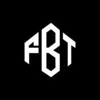 création de logo de lettre fbt avec forme de polygone. création de logo en forme de polygone et de cube fbt. modèle de logo vectoriel hexagone fbt couleurs blanches et noires. monogramme fbt, logo d'entreprise et immobilier.