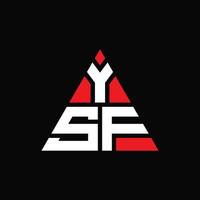 création de logo de lettre triangle ysf avec forme de triangle. monogramme de conception de logo triangle ysf. modèle de logo vectoriel triangle ysf avec couleur rouge. logo triangulaire ysf logo simple, élégant et luxueux.