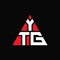 création de logo de lettre triangle ytg avec forme de triangle. monogramme de conception de logo triangle ytg. modèle de logo vectoriel triangle ytg avec couleur rouge. ytg logo triangulaire logo simple, élégant et luxueux.