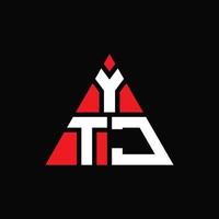 création de logo de lettre triangle ytj avec forme de triangle. monogramme de conception de logo triangle ytj. modèle de logo vectoriel triangle ytj avec couleur rouge. ytj logo triangulaire logo simple, élégant et luxueux.