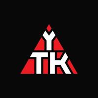 création de logo de lettre triangle ytk avec forme de triangle. monogramme de conception de logo triangle ytk. modèle de logo vectoriel triangle ytk avec couleur rouge. logo triangulaire ytk logo simple, élégant et luxueux.