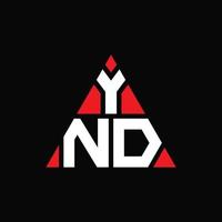 ynd création de logo de lettre triangle avec forme de triangle. monogramme de conception de logo ynd triangle. ynd modèle de logo vectoriel triangle avec couleur rouge. ynd logo triangulaire logo simple, élégant et luxueux.