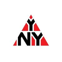 création de logo de lettre triangle yny avec forme de triangle. monogramme de conception de logo triangle yny. modèle de logo vectoriel triangle yny avec couleur rouge. yny logo triangulaire logo simple, élégant et luxueux.
